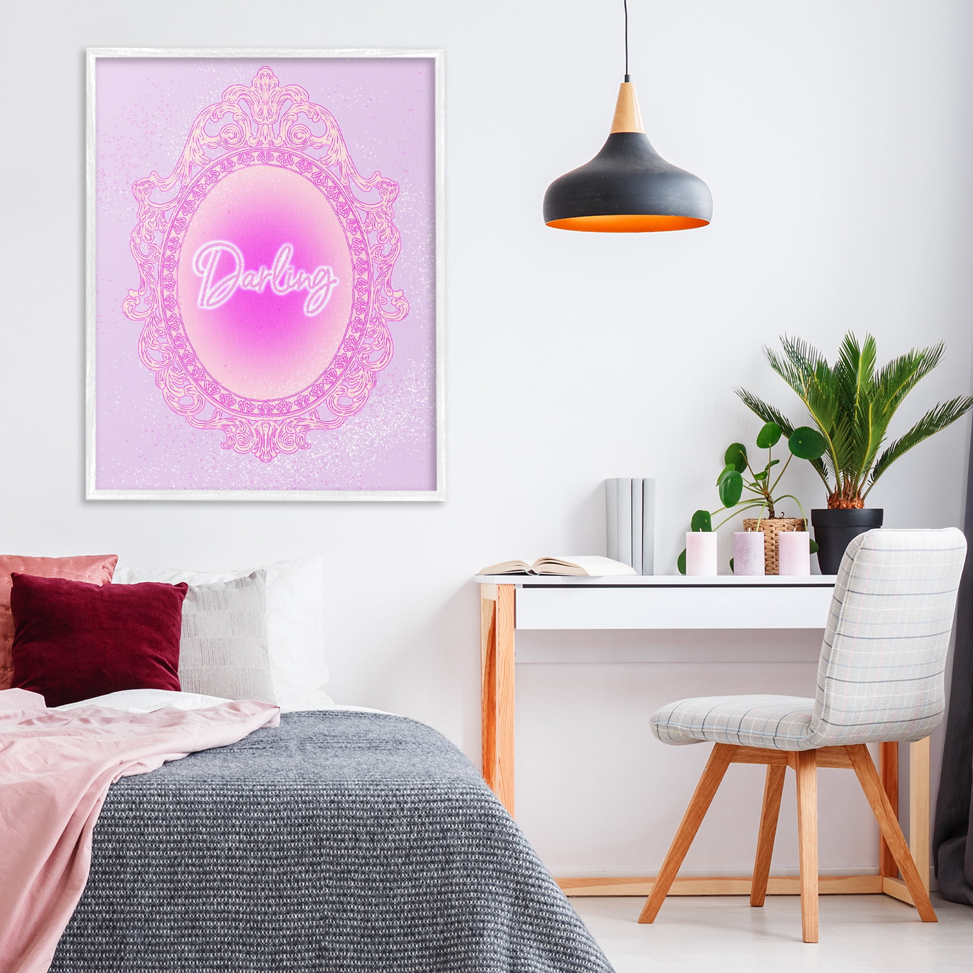 Stupell Industries Darling Ornate Mirror White Framed Giclee Art, design by Ziwei Li
