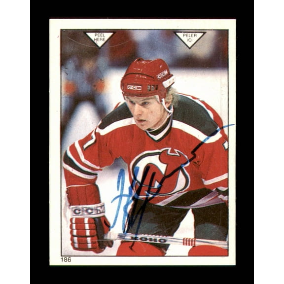 Jeff Larmer Autographed 1983-84 O-Pee-Chee Stickers Card #186 New Jersey Devils SKU #251540