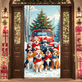 thumbnail image 6 of Dog Themed Christmas Banner Red Truck Design Xmas Backdrop Snowy Scene Santa Hat Winter Background for Christmas Party Family Gathering Holiday Celebration, 6 of 9