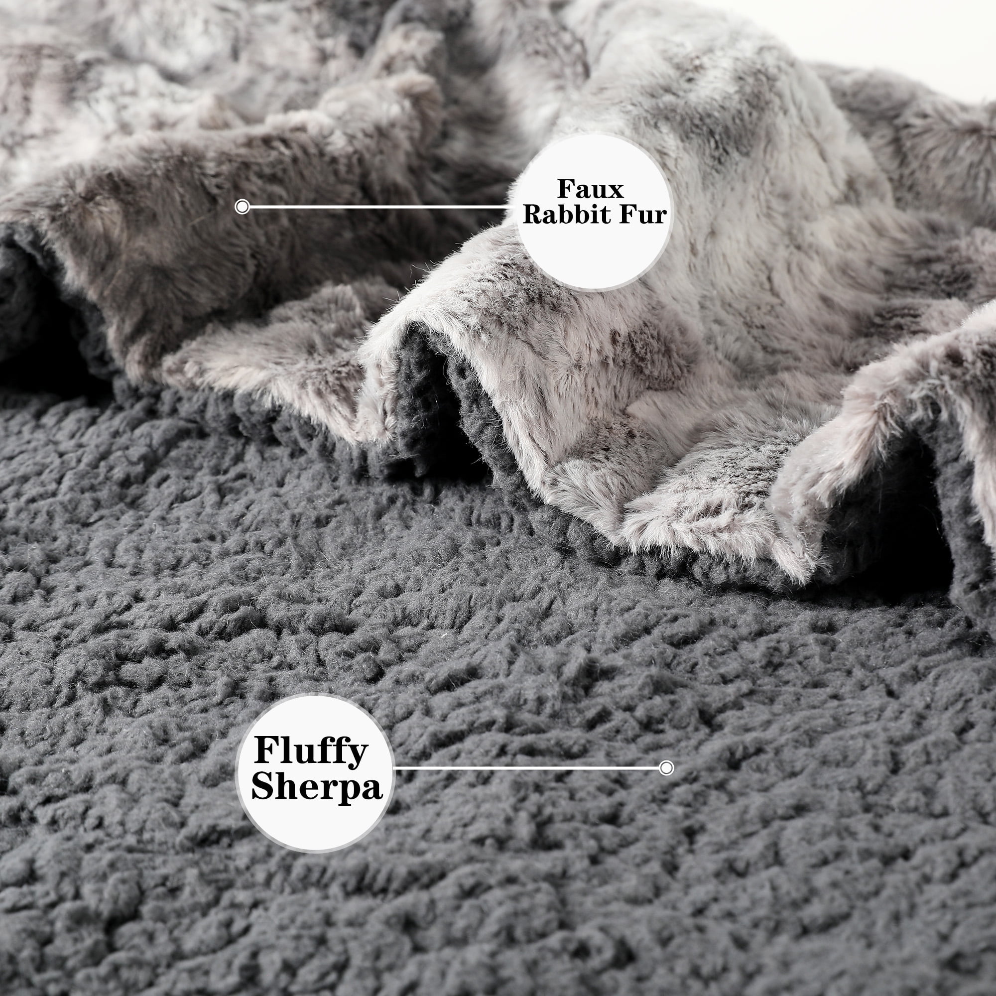 TRUSTWARMTH Electric Heated Throw Blanket - Faux Fur Sherpa 50"x60" Fast Heating Bed Blankets Throw with 6 Heating Levels & 4 Hours Auto off, Over-Heat Protection ETL, Dark Gray