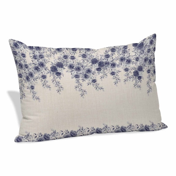 Vintage Navy Blue Roses Pillow Covers Queen, Spring Floral Elegant Pastoral Retro Art Soft Brushed Microfiber Breathable Throw Pillow Covers, Pillowcase with Zipper for Couch Sofa Bedroom 20"x30"