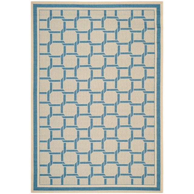 Safavieh Martha Stewart 4' X 5'7" Power Loomed Rug in Cream and Blue
