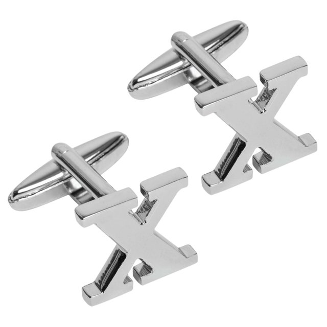 BodyJ4You 2PC Cufflinks Personalized Initials Letter X Men's Button Shirt Business Gift