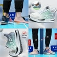thumbnail image 5 of Mens Elevator Sneakers Invisible Height Increasing Elevator Shoes cloud runners 2.4" boost Taller Lightweight Breathable Mesh Upper Hidden Heel Trainers Lace-up Sports Shoes Green 43, 5 of 7