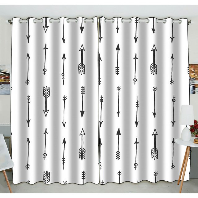 Cortina de ventana ABPHQTO Arrow Retro Etnic Doodle Tribal 130x210 cm Dos piezas