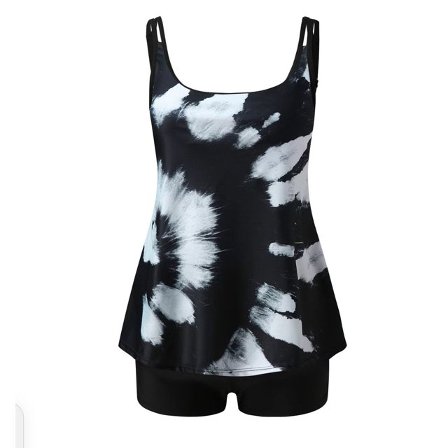 KIHOUT 2025 Womens Sporty Tankini Swimsuit Two Piece Bathing Suits Printed Flowy Swim Tops with Shorts for Beach Pool Party