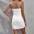thumbnail image 4 of zuwimk Womens Dresses,Womens Crew Neck Sleeveless Bodycon Mini Dress Summer Ruched Ribbed Club Party Short Dresses White,M, 4 of 5