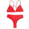 thumbnail image 2 of RYDCOT Women Bandeau Padded Push Up Swimsuit Swimwear Beachwear Swimwear Bikini Set Red S, 2 of 3