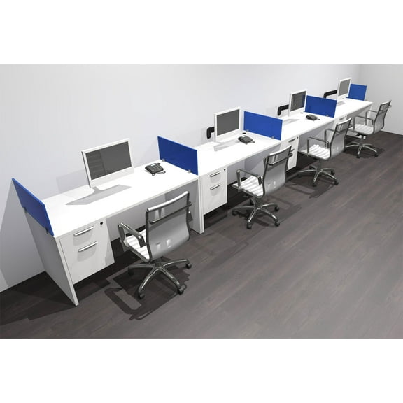 Four Person Modern Acrylic Divider Office Workstation Desk Set, #OF-CPN-SPB29