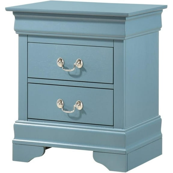 Maklaine Traditional Engineered Wood 2 Drawer Nightstand in Teal