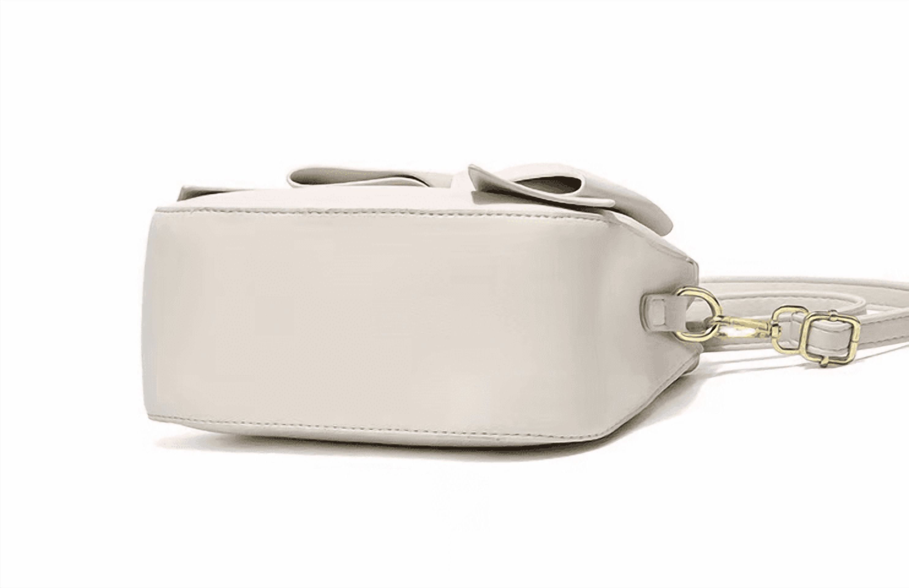 PORT&LOTUS Small Compact Leather Crossbody Bag for Women Sweet Style Handbag for Women with Shoulder Strap Women's Top-handle Handbags with Large Bow Decoration