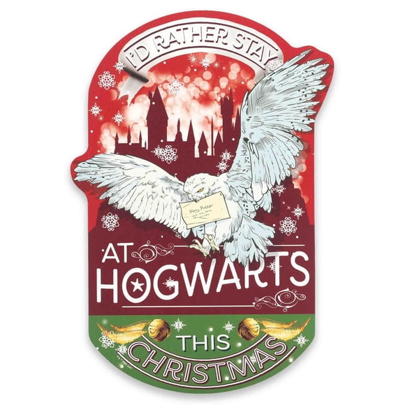 Decoración de pared de madera de Open Road Brands, Harry Potter, Navidad, 29 x 41 cm