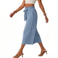 thumbnail image 3 of Stamzod Womens Capri Pants Summer Casual Loose High Waist Capris 2026 Lounge Beach Cropped Trousers with Belt Light Blue E XXL, 3 of 5