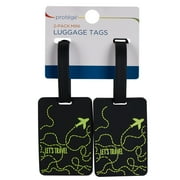 Protege Let’s Travel Mini Luggage Tags, Gray and Green, 2 Count