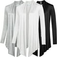thumbnail image 1 of Free to Live 3 Pack Women's Long Sleeve Cardigans - Open Front Drape Lightweight Knit Sweater, 1 of 6