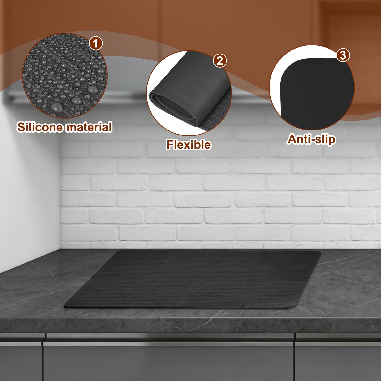 Uxcell 28 x 20 Inch Stove Top Cover for Electric Stove, 1Pcs Silicone Stripe Mat for Glass Top Cover Non-Slip Glass Cooktop Protector for Kitchen Oven Dish Drying Mat, Black