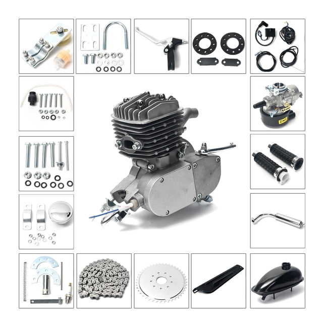 Kit Completo Motor de Bicicleta 88cc Picool Para Bicimoto Gasolina Plateado