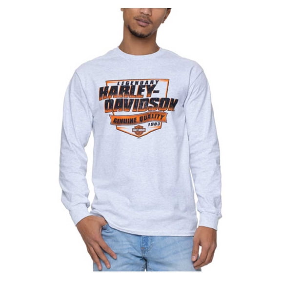 Harley-Davidson Men's Switch Shield Crew-Neck Long Sleeve Shirt - Ash Gray (3XL), Harley Davidson