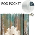 thumbnail image 5 of Teal Daisy Flower Kitchen Curtains Farmhouse Floral Bathroom Curtains Window Treatment Drape Tier Rustic Plant Wooden Country Cafe Small Bedroom Short French Door Curtains 2 Panel 27.5x39 Inch, 5 of 6