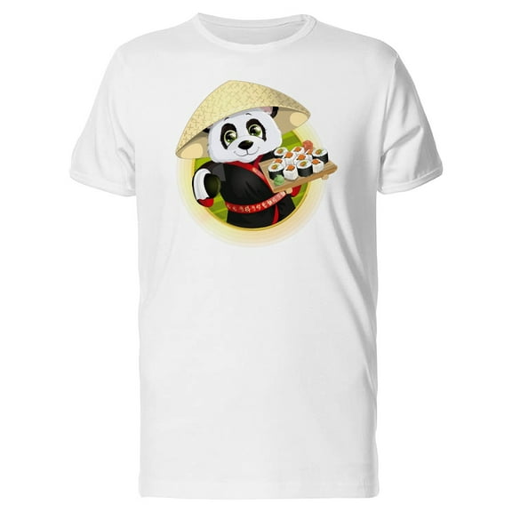 Cute Chinese Panda With Sushi T-Shirt Men -Image by Shutterstock, Male x-Large