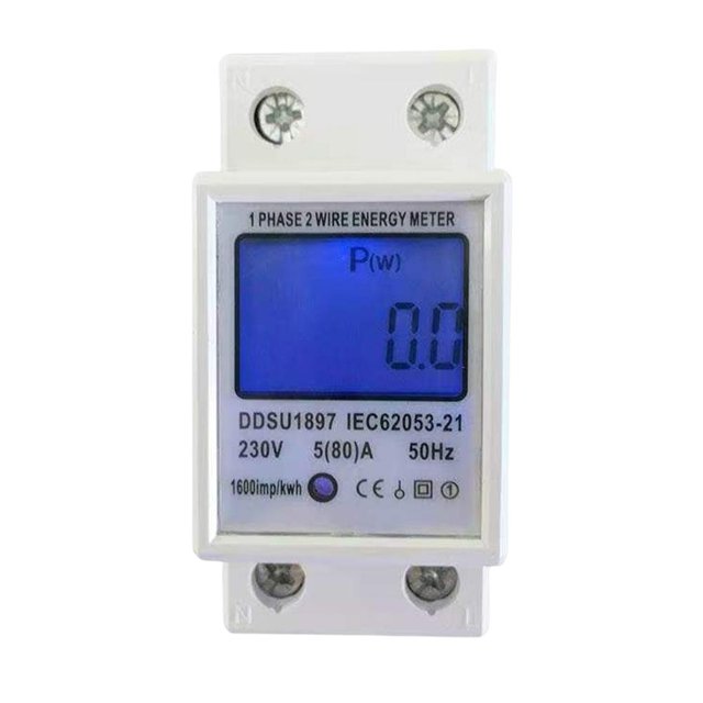 Medidor de energía digital AC 230V Vatímetro 5-80A para el hogar o el negocio (con retroiluminación)