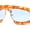 Orange Gold - Blue, variant on Flat Top Racer Bridgeless Rectangular Oval Double Rim Retro Sunglasses Tortoise Gold - Green