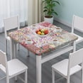 thumbnail image 3 of Pioneer Flower Floral Print Pattern Square Fitted Tablecloth with Elastic Edge,Square Table Cover,Washable Elastic Table Cover for Home Kitchen Party Decor 34"x34", 3 of 6