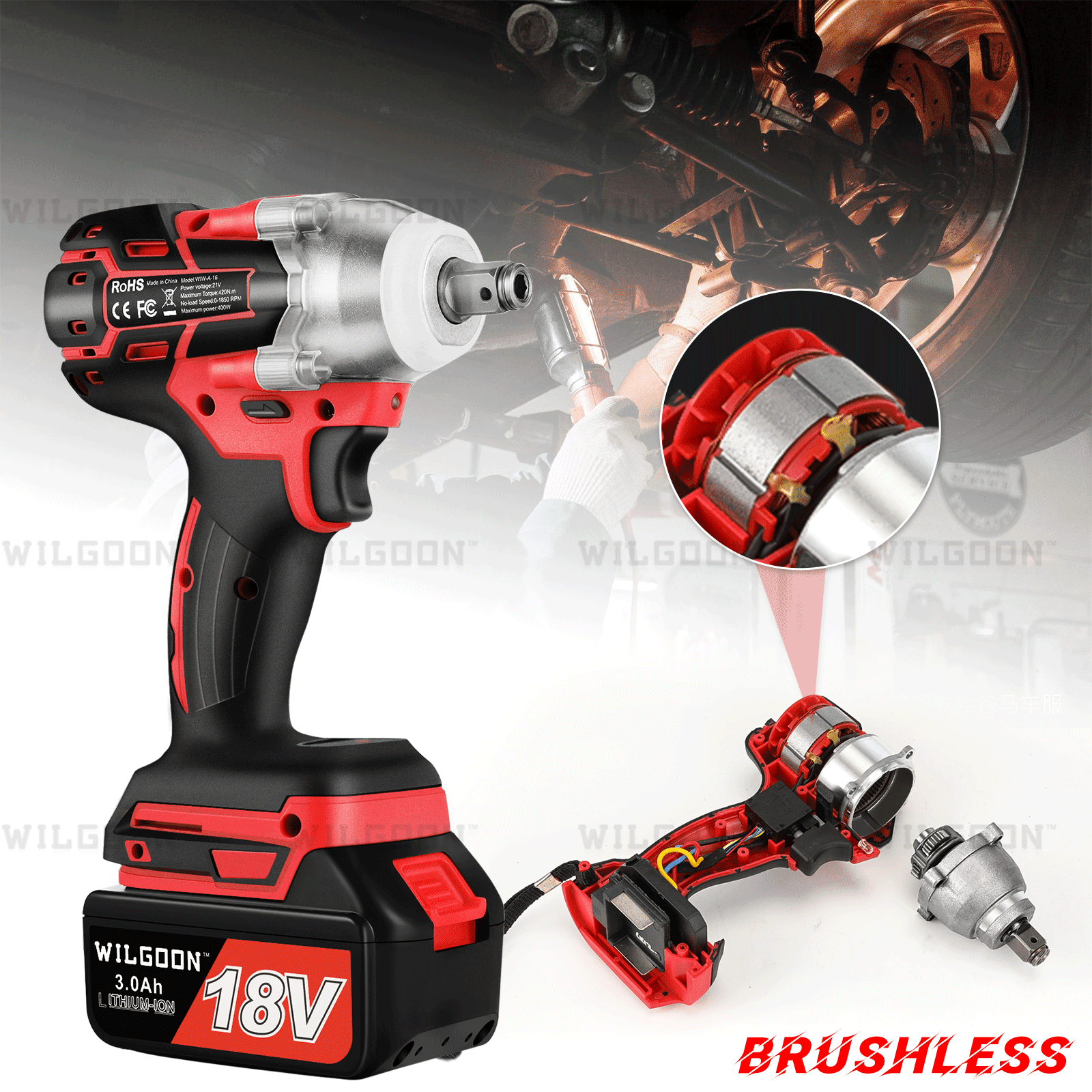 18V Impact Driver Cordless Impact Wrench 1/2 inch with 5.0AH Battery and Fast Charger 