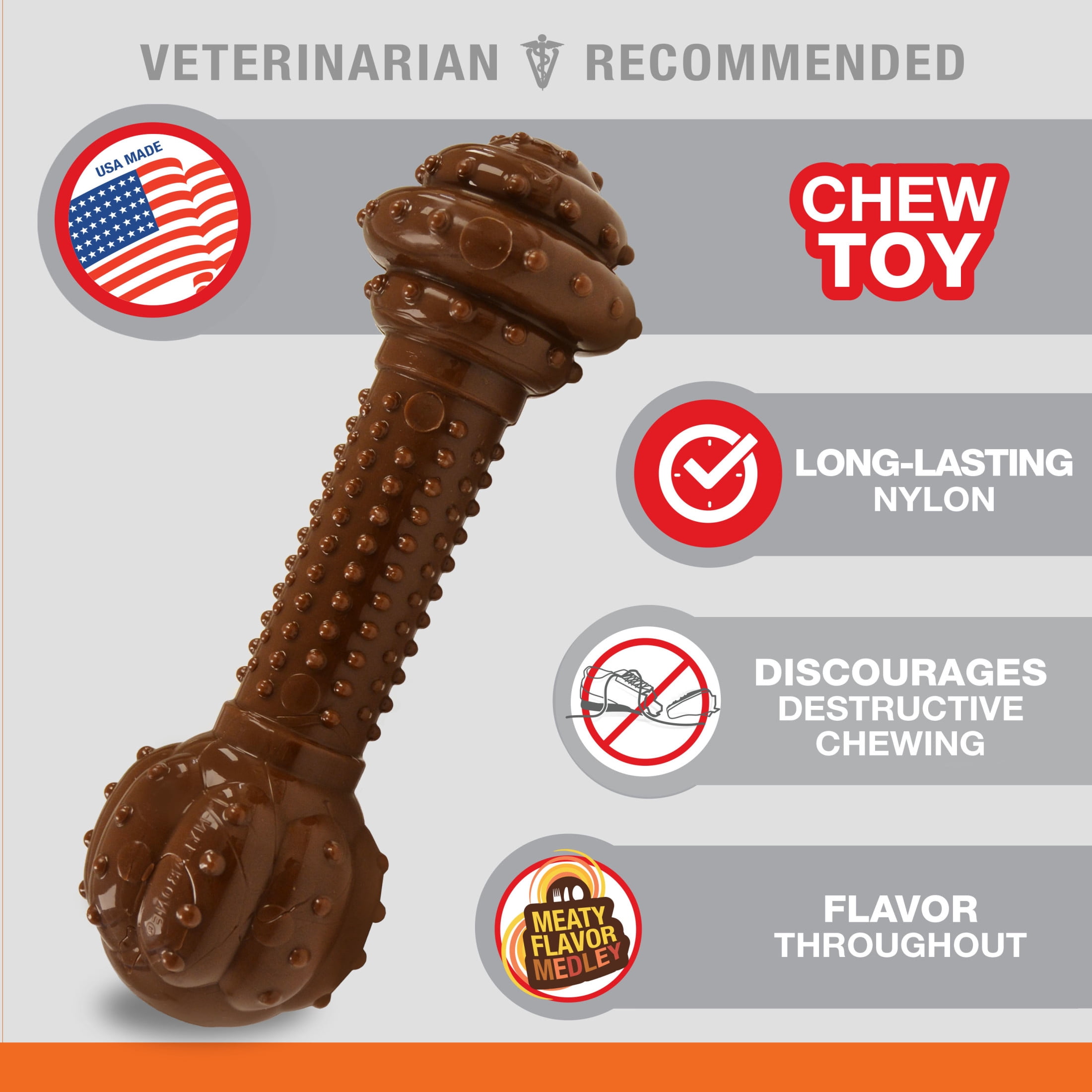 Nylabone Barbell Power Chew Durable Dog Toy - Up to 50 lbs.