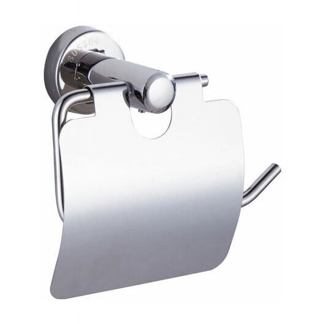 Solución de baño contemporánea, soporte para papel higiénico de latón macizo con acabado en cromo pulido, fácil instalación con tornillos o pegamento, montaje en pared para ahorrar espacio, cubierta