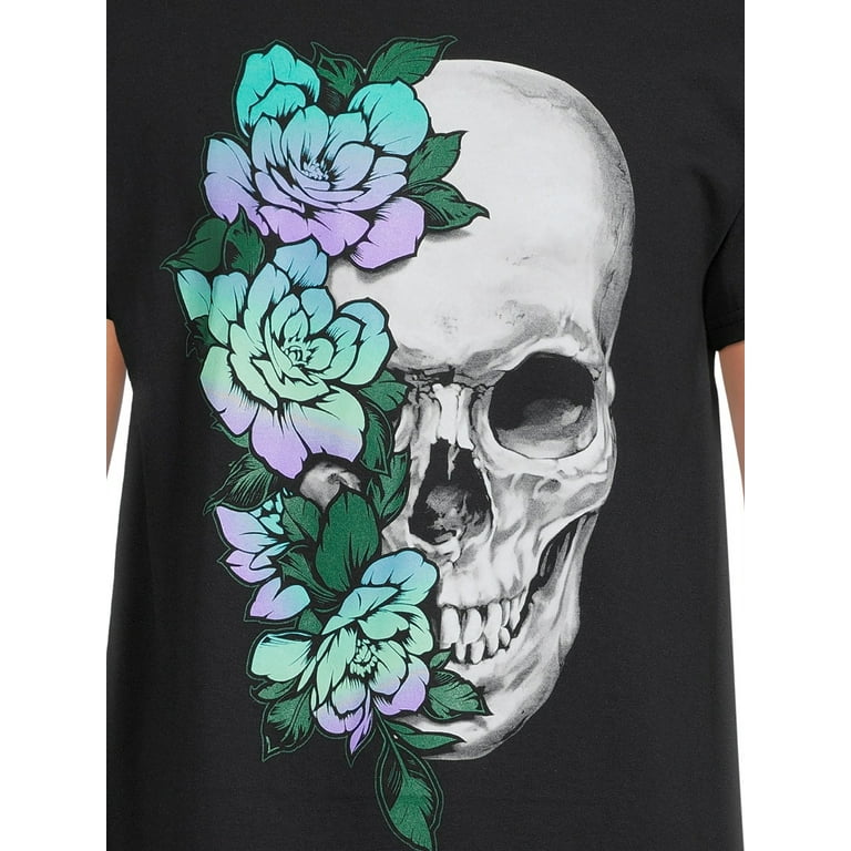 Floral skull 2025 t shirt