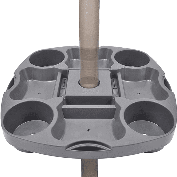 Payandpack Myard Umbrella Table Tray 15 Inches for Beach, Patio, Garden, Swimming Pool with 4 Drink Holders, 4 Snack Compartments, 4 Sunglasses Holes, 4 Phone Slots (Gary)