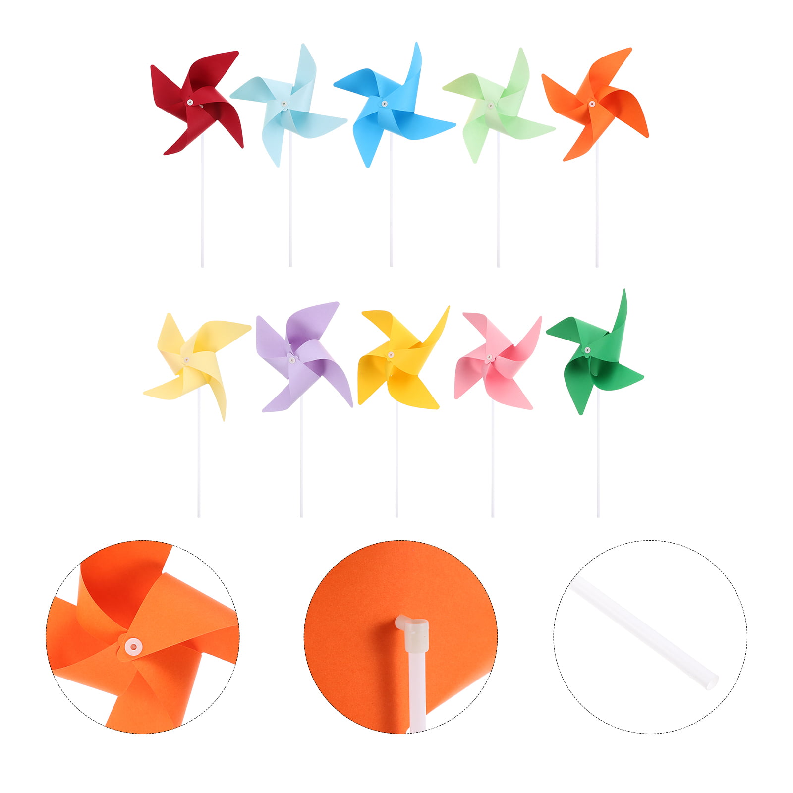 Jtween 50 Pieces Plastic Colorful Windmill Party Pinwheels DIY Pinwheel for Kids Toy Garden Party Lawn Decor, Assorted Color, Size: 50pcs