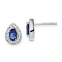 Primal Silver Sterling Silver Rhodium-plated Blue and Clear Cubic Zirconia Post Earrings