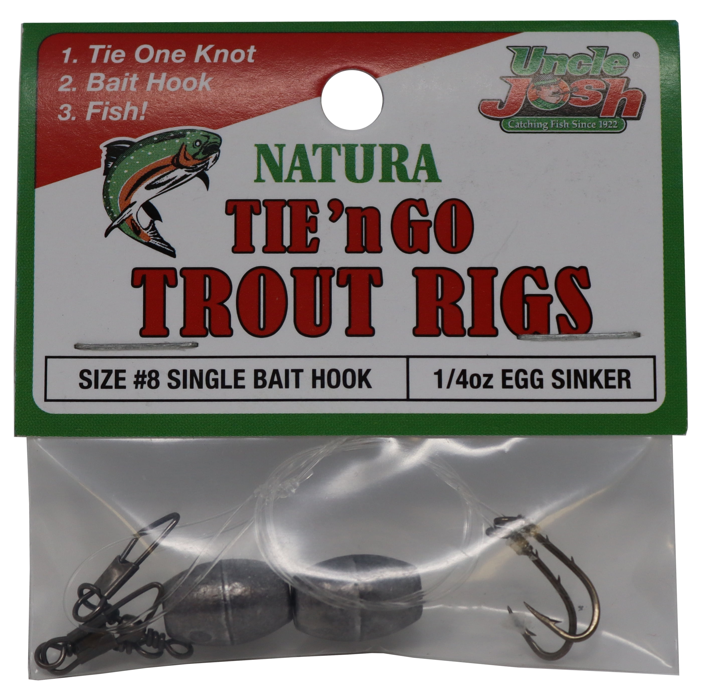 Uncle Josh Freshwater Natural Tie N Go Soft Plastics Trout Rigs, Size 10, 1/4 oz., Lake-Stream