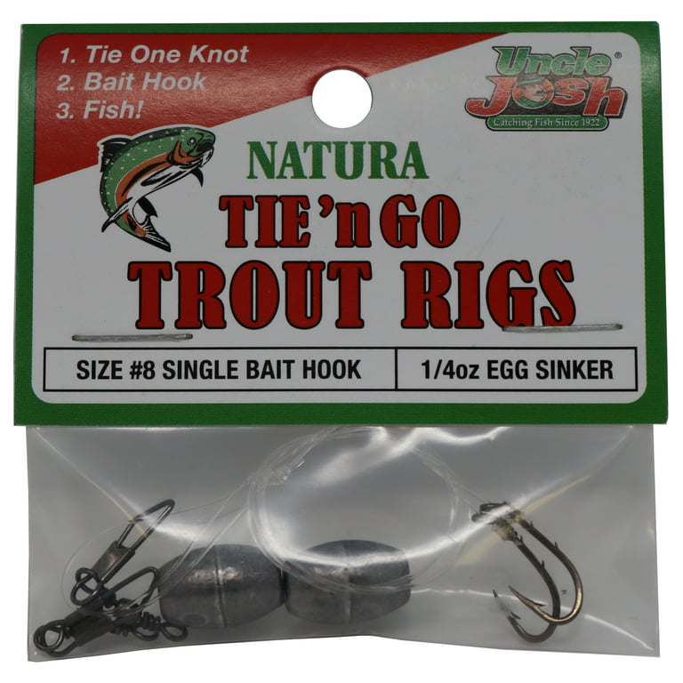 Uncle Josh Freshwater Natural Tie 'N Go Soft Plastics Trout Rigs, Size 8,  1/4 oz., Lake,Stream 