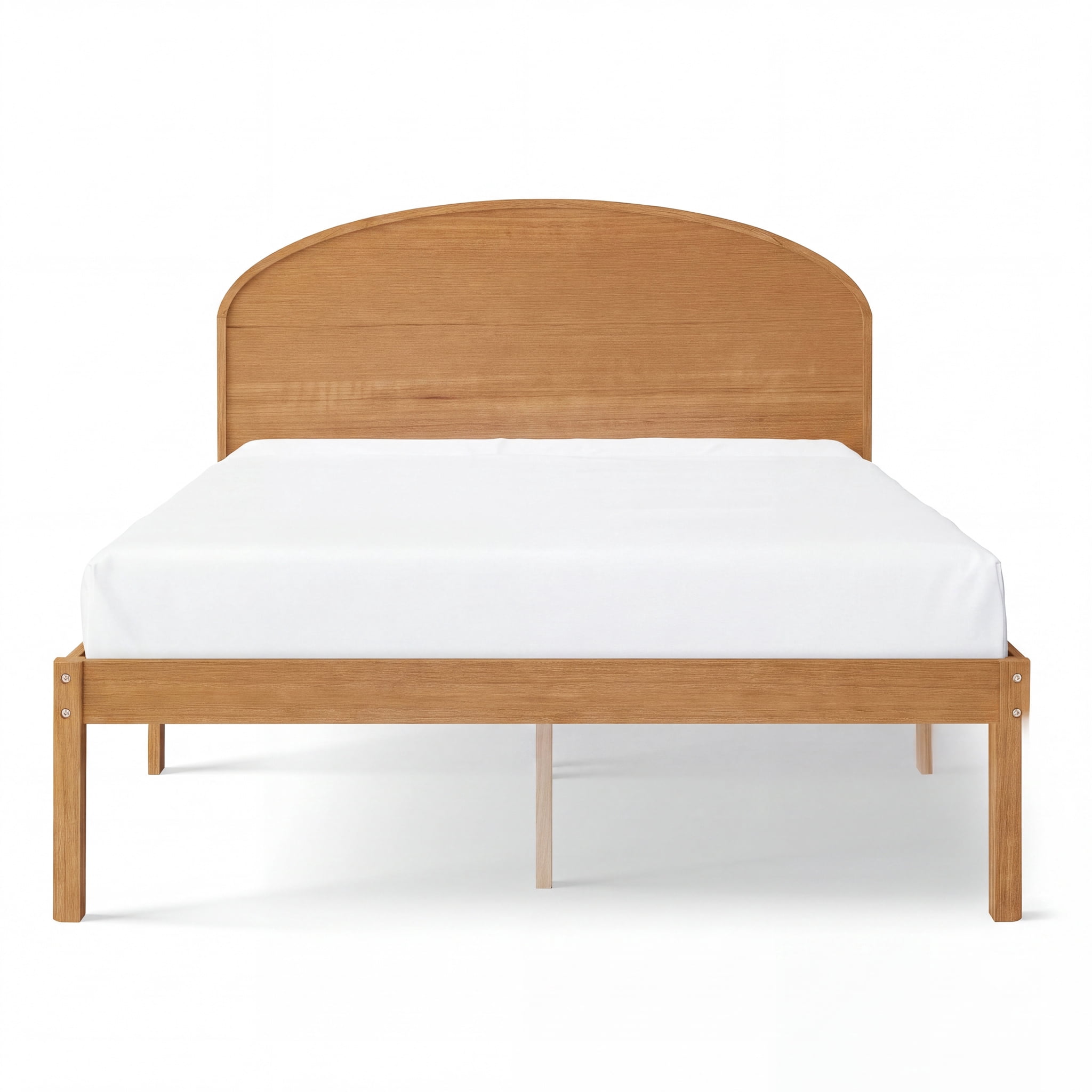 Mainstays Kids Full Size Wood Platform Bed Frame, Natural Teak