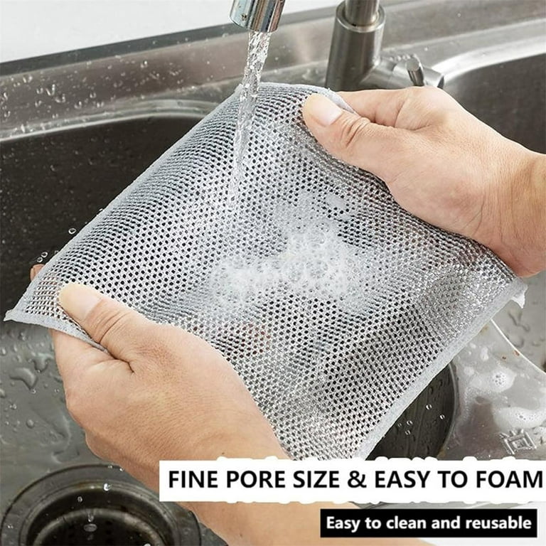 Multipurpose Wire Dishwashing Rags for Wet and Dry Cleaner Dish Cloths Stainless Steel Scourers Cleaners Reusable Kitchen Scourer Cloth Cleaning