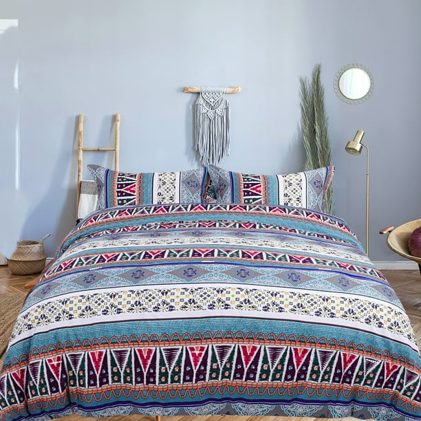 Piccocasa 3pc Bohemian Twin Comforter and Sham Set Polyester Grey