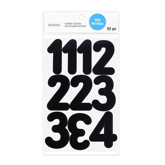 Recollections Black Rounded Number Stickers, 12 Pack
