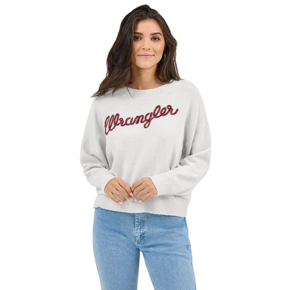 Wrangler Womens Tencel Logo Sweater XL White