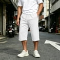 thumbnail image 2 of VBVC Men's Loose Fit Drawstring Sweat Shorts with Pockets, Casual Knee Length Stretchy Shorts For Men, White , S-3XL, 2 of 10