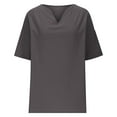 thumbnail image 5 of Fanxing Womens V Neck Linen Shirt 3/4 Sleeve Shirts Solid Color Comfy Tops Summer Casual Dressy Tunic Blouses Gray,2xl, 5 of 8