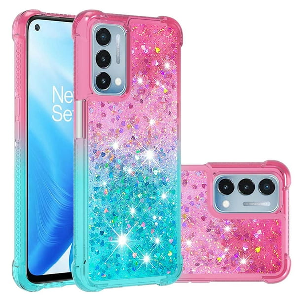 Funda para OnePlus Nord N200 5G Transparente con Brillos Carcasa Protectora Antigolpes con Glitter Brillante