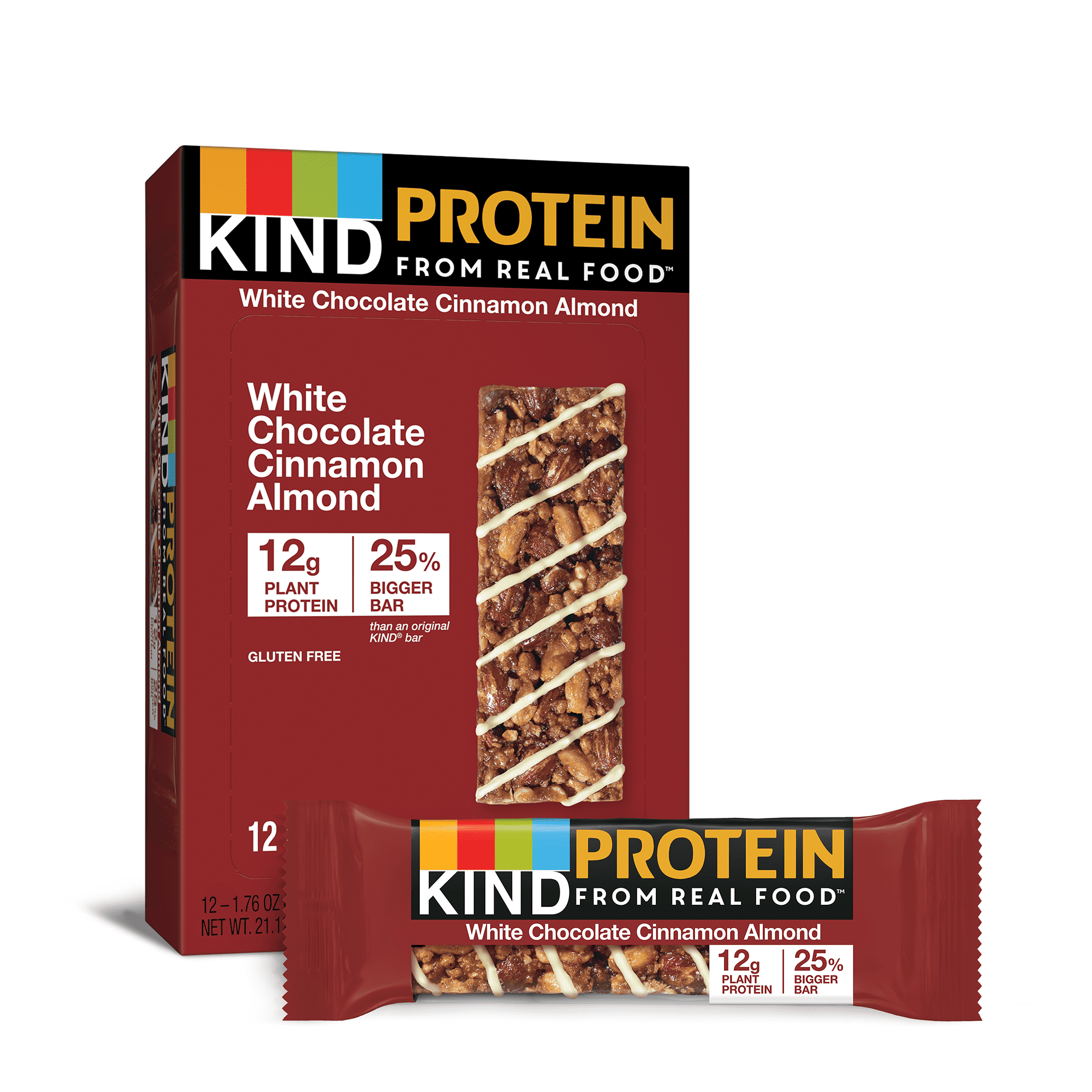 KIND Protein Bars, White Chocolate Cinnamon Almond, Gluten Free, 1.76oz