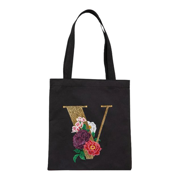 Bolso de mano con pintura de diamantes para manualidades en el hogar, bolsa de mano A-Z bricolaje, con taladro de mosaico, respetuoso con el medio ambiente, para almacenamiento de compras, punto de cr