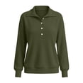 thumbnail image 5 of Women Waffle Knit Polo Sweatshirt Sevevn Collared Henley Button Long Sleeve Side Pocket Loose Casual Pullover Tops, 5 of 9