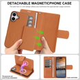 thumbnail image 5 of Case For Apple iPhone 17 6.3 inch,RFID Blocking，Split PU Leather Detachable 2 In 1 Flip Folio Wallet With Multi-Card Slots,Wristband，Kickstand Magnetic Protective Cover,Brown,For iPhone 17, 5 of 8