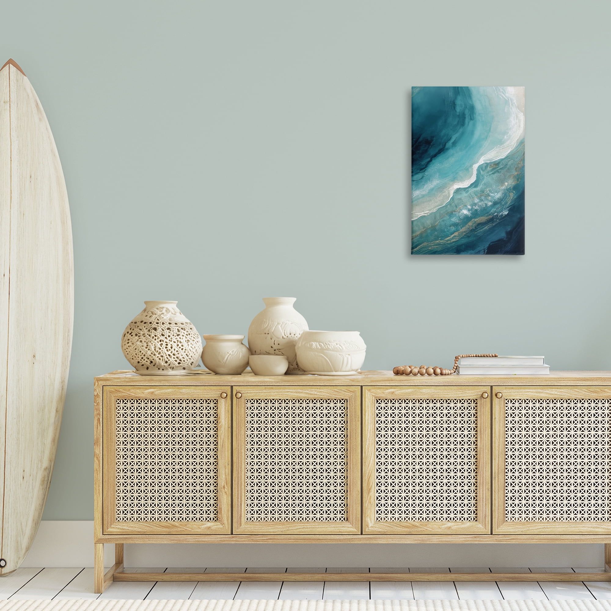 Stupell Industries Splashing Marine Currents Coastal Painting Gallery Wrapped Canvas Art Print Wall Art, 20 x 30