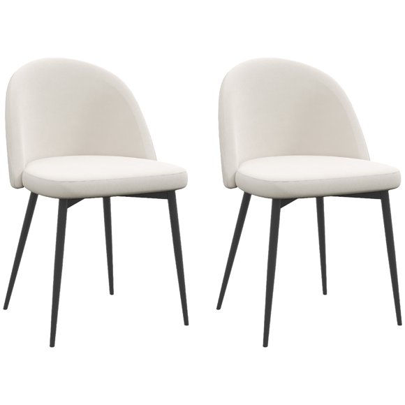 HOMCOM Dining Chairs Set of 2, Mid-Back Velvet-touch Upholstery Side Chair